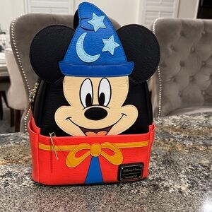 Disney Parks Fantasia Sorcerer Mickey Mouse Figural Mini Backpack
